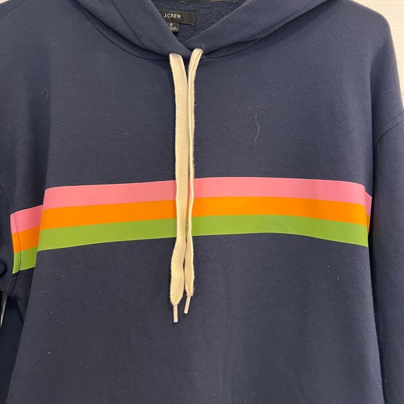 J Crew Navy Blue Striped Hoodie - Picture 3 of 9